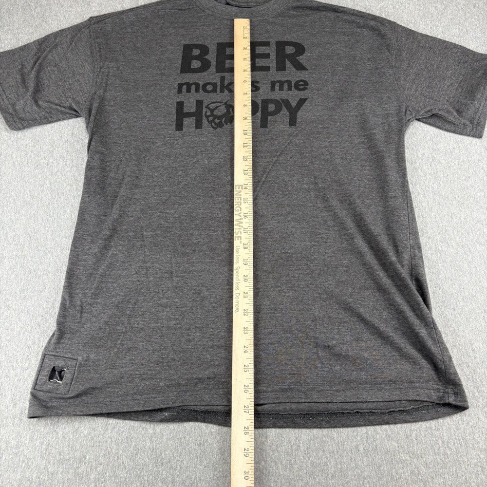 J America Pop Top T-Shirt Mens XL Beer Makes Me Hoppy Gray Graphic Bottle opener - Picture 5 of 11